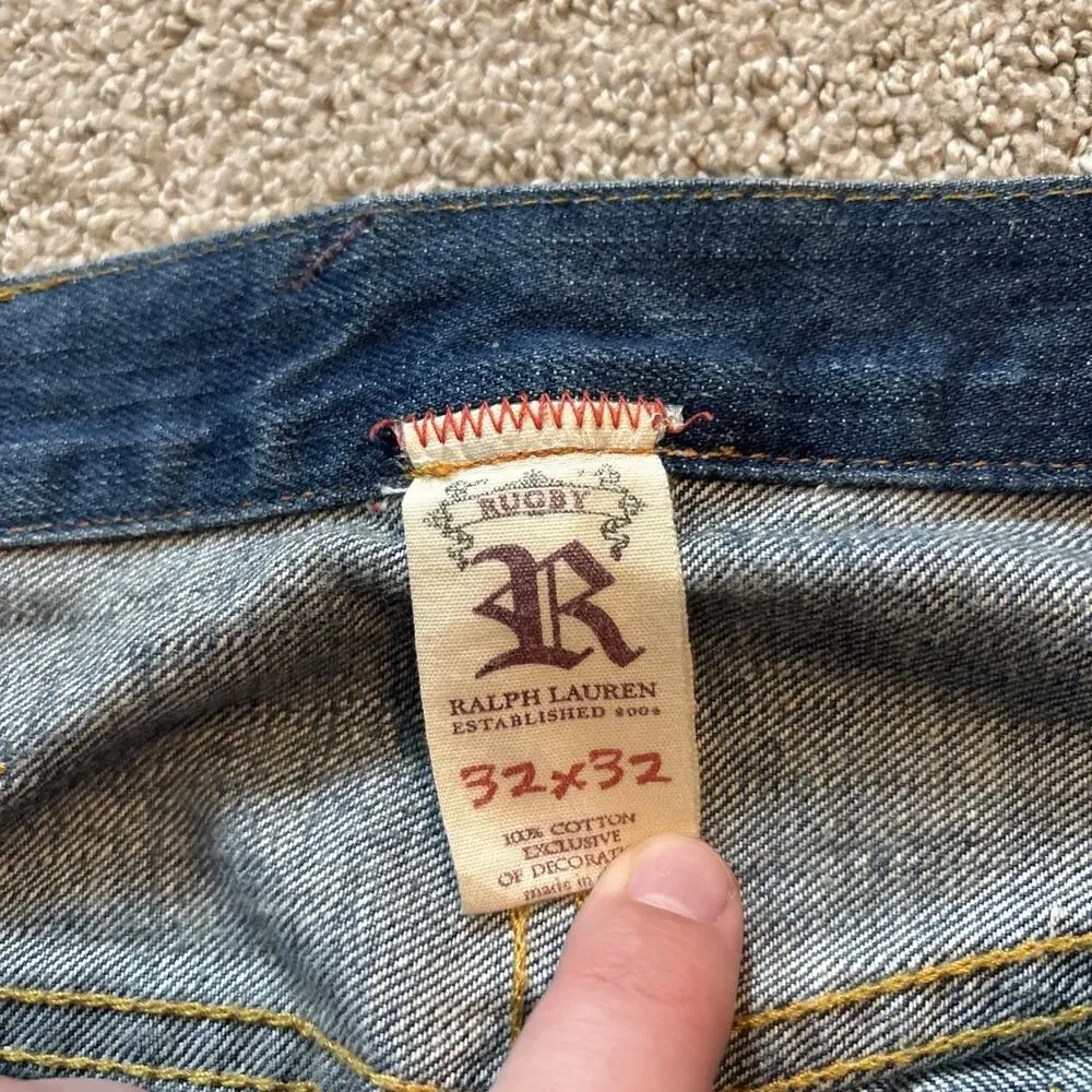 Polo Ralph Lauren Patch Rugby Denim University Relaxed Jeans Men Sz 32/32